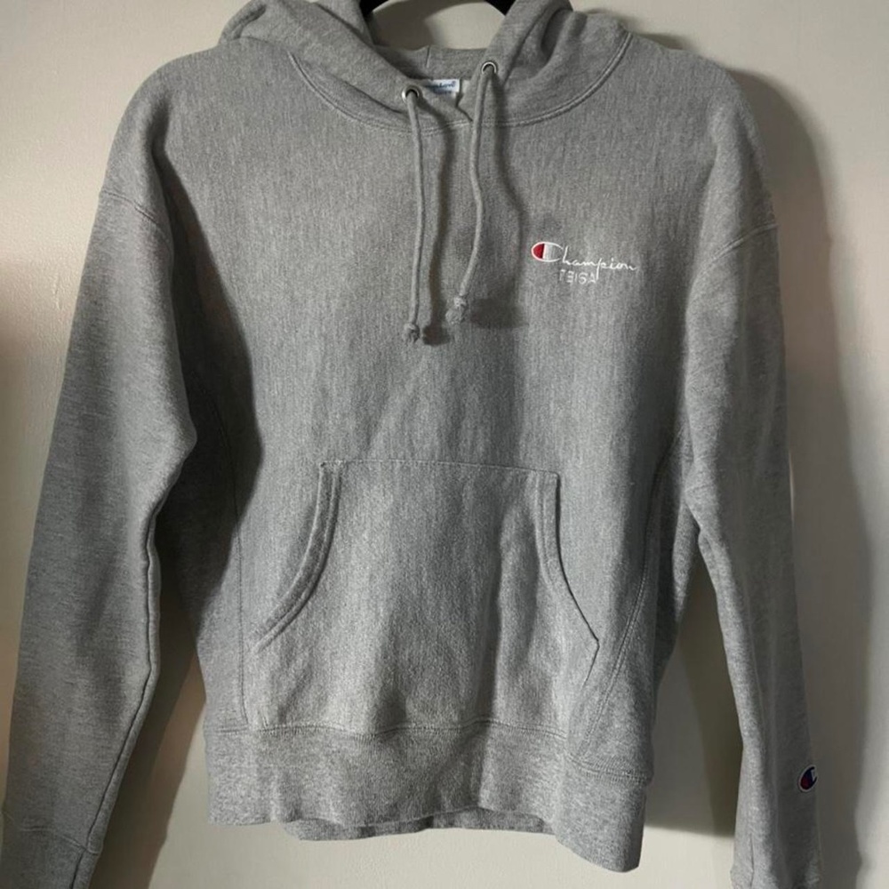 Champion light gray reverse weave hoodie